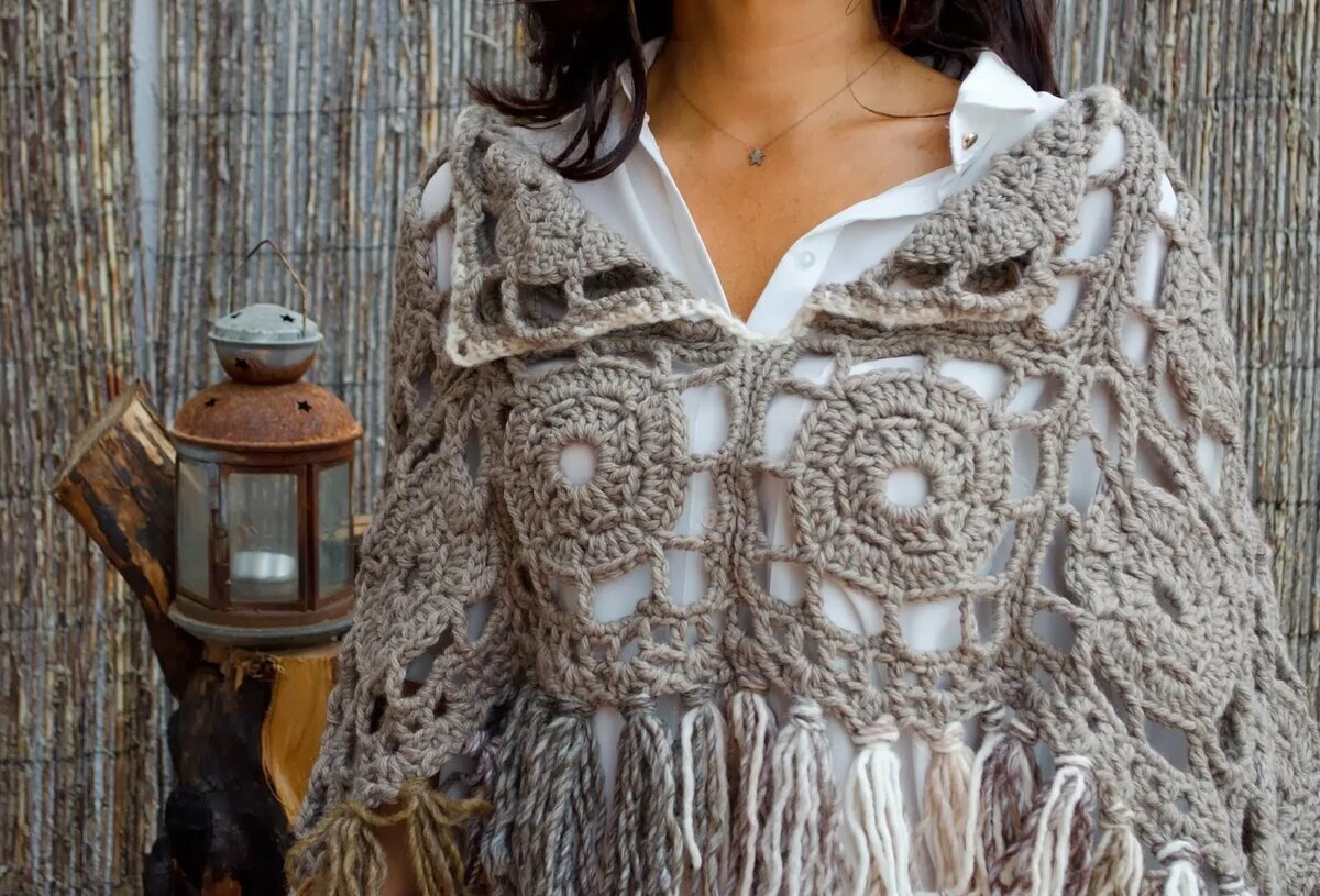 Кофточка в стиле бохо, вязаная