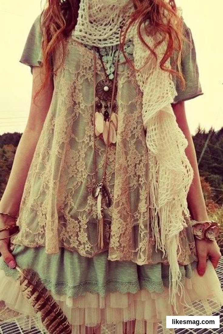 Вязаные платья в стиле бохо спицами