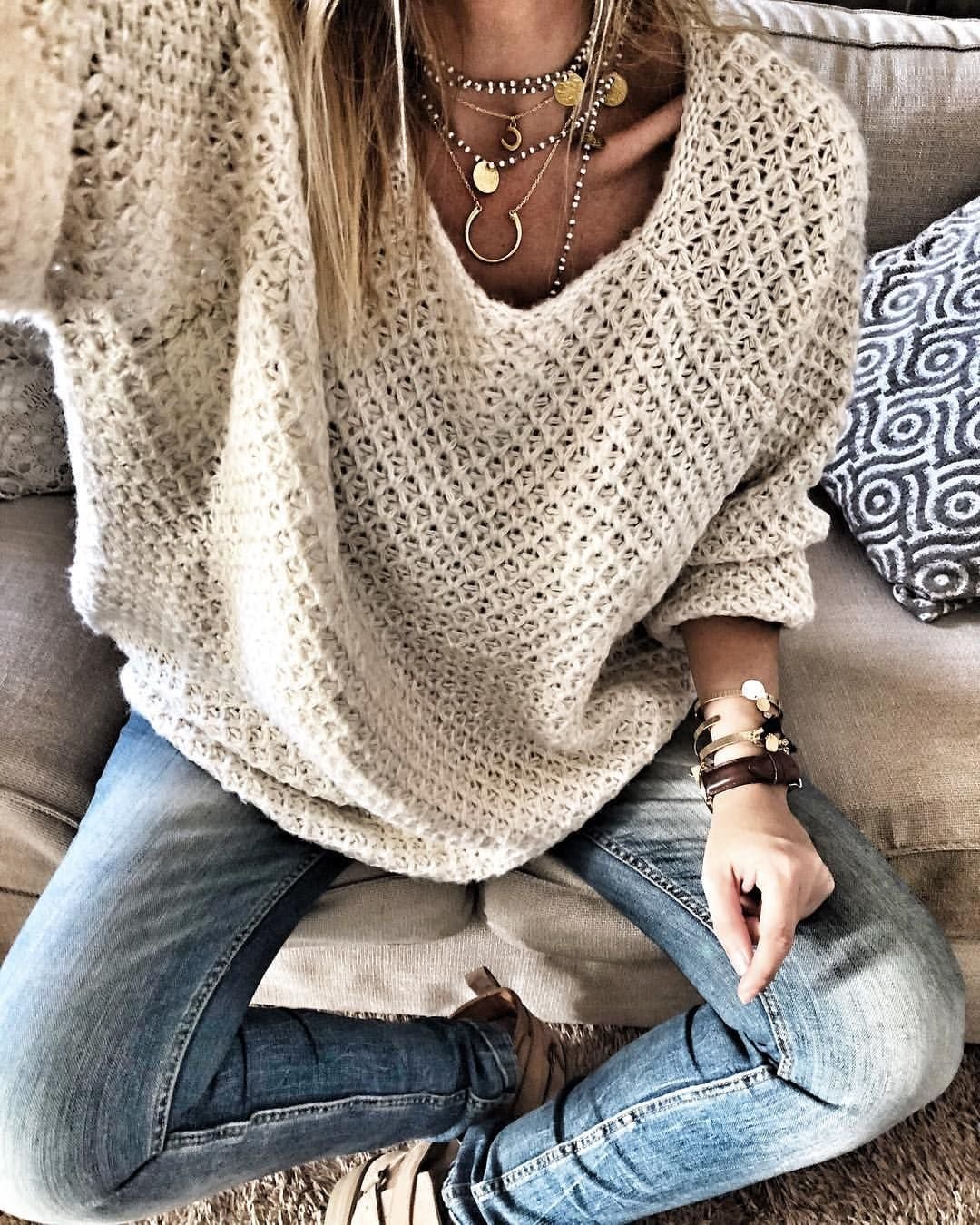 Пальто крупной вязки