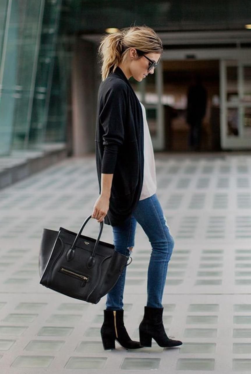 Джинсы и ботильоны