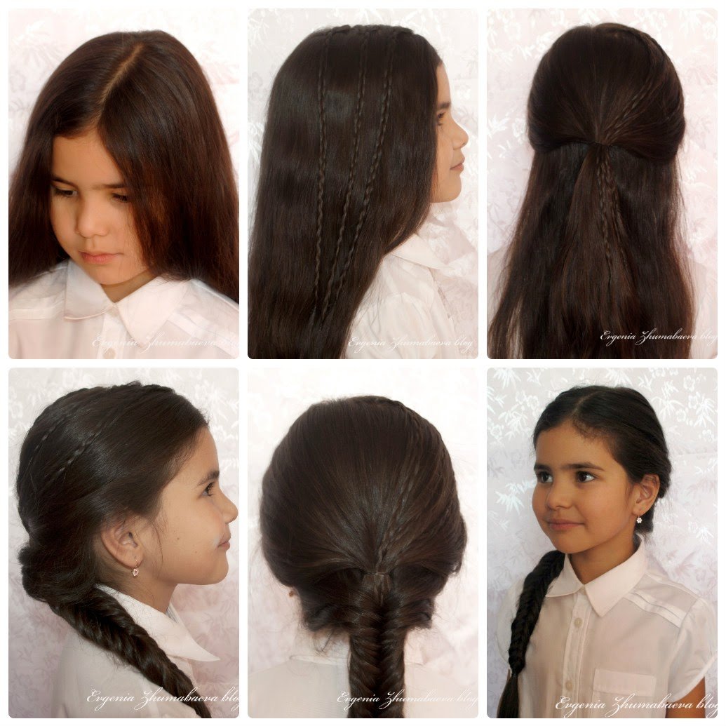 Прическа в школу на длинные густые волосы