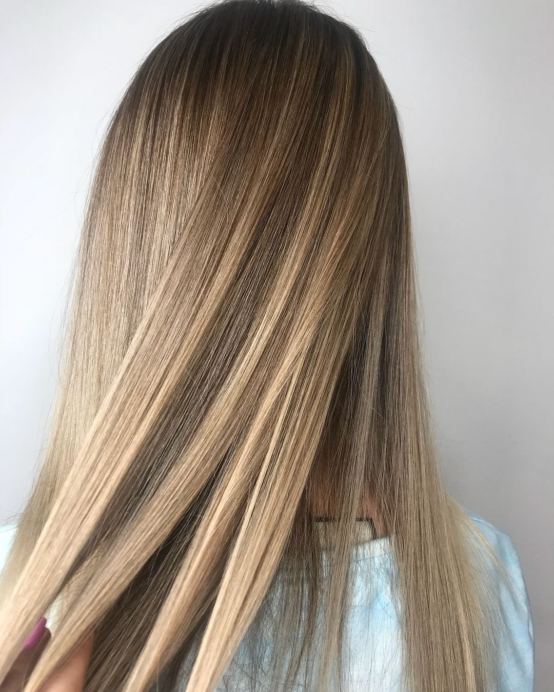 Калифорнийское мелирование на русые длинные