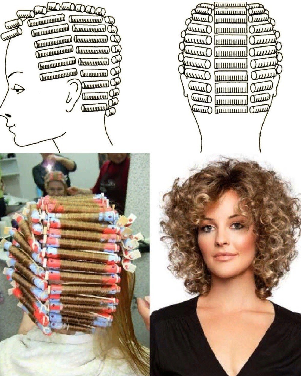 Техника накручивания спиральной химической завивки.