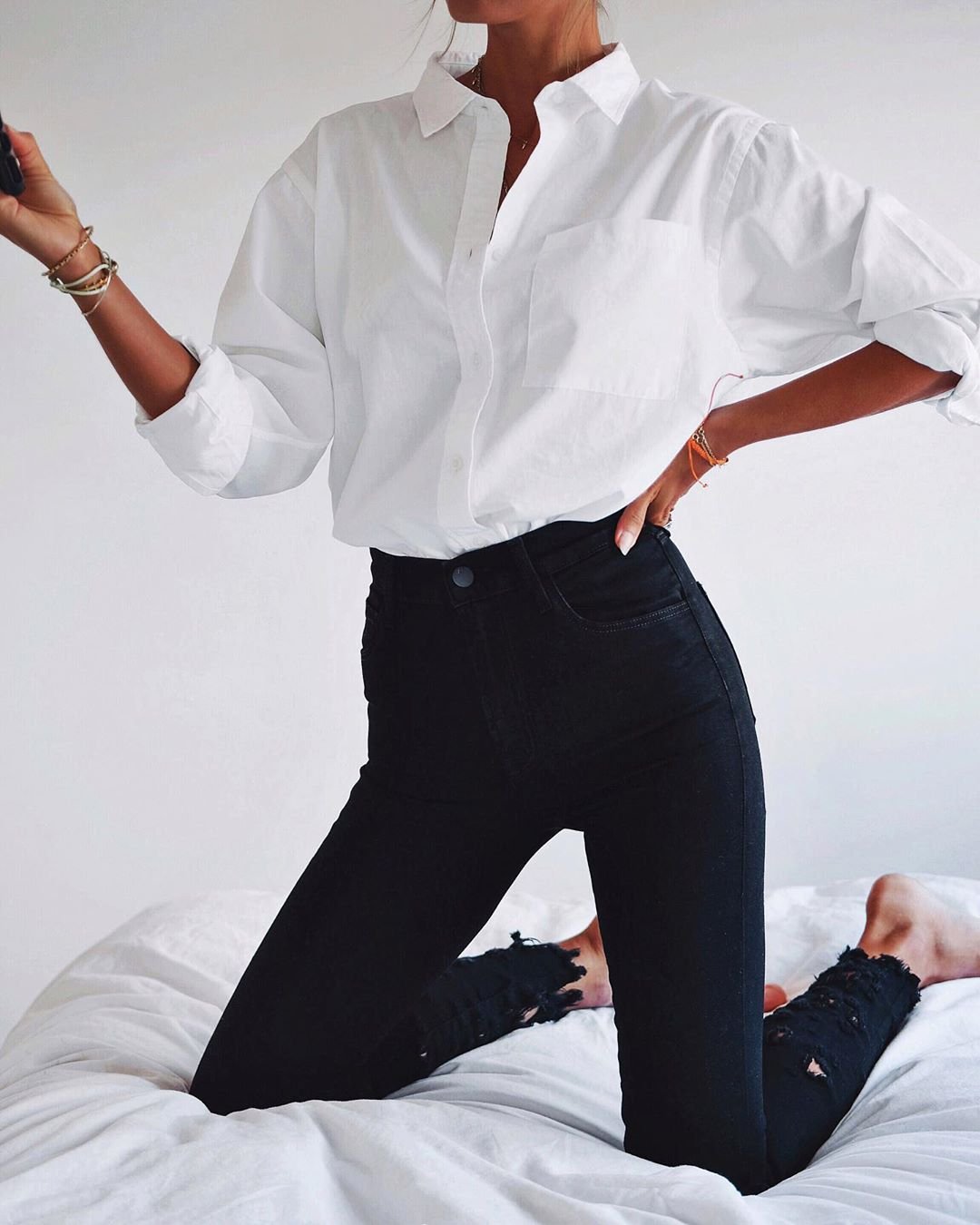 Белая рубашка с корсетом