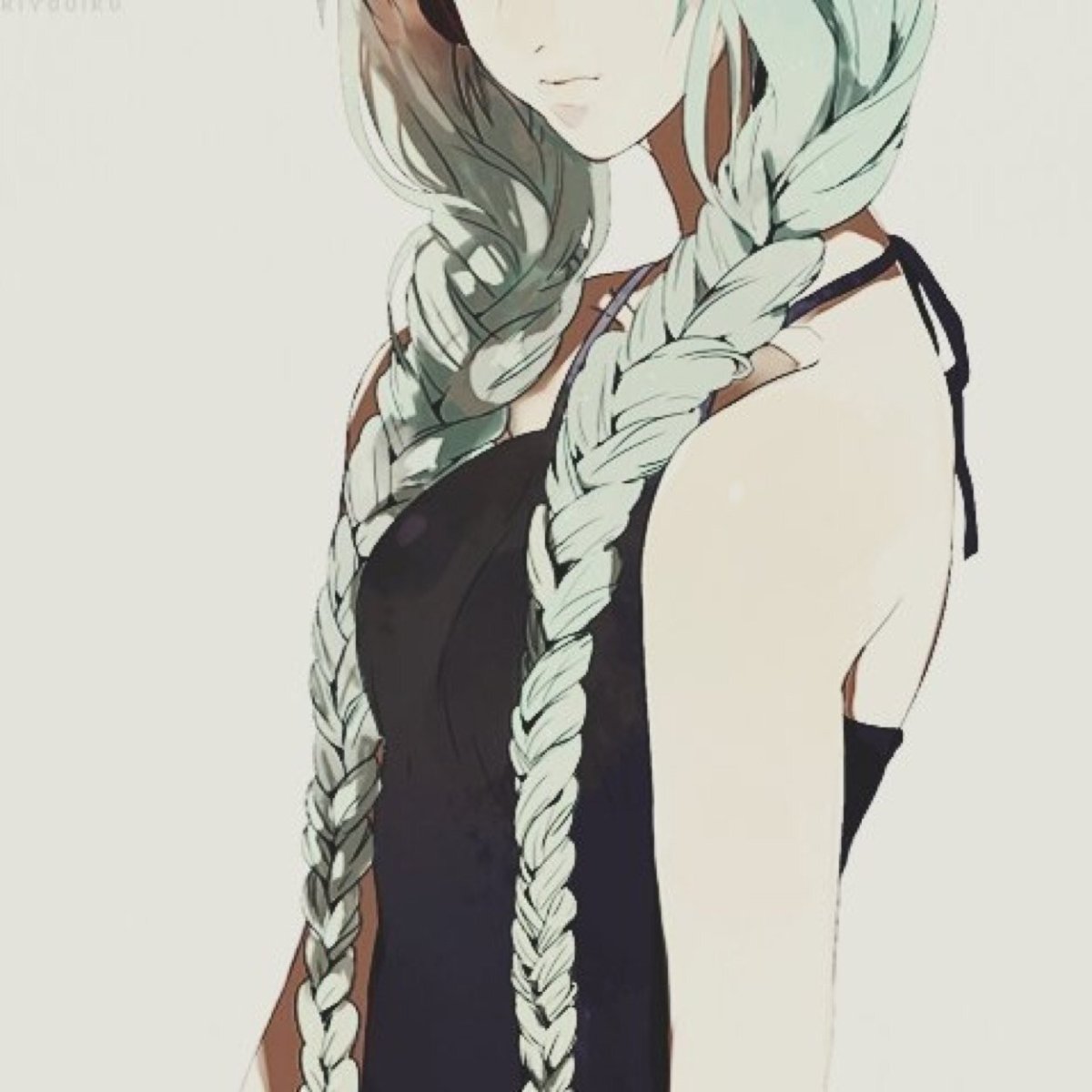 Аниме девушка с черными волосами каре