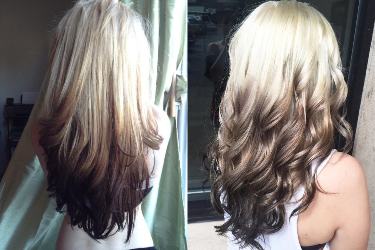 Обратное омбре окрашивание волос