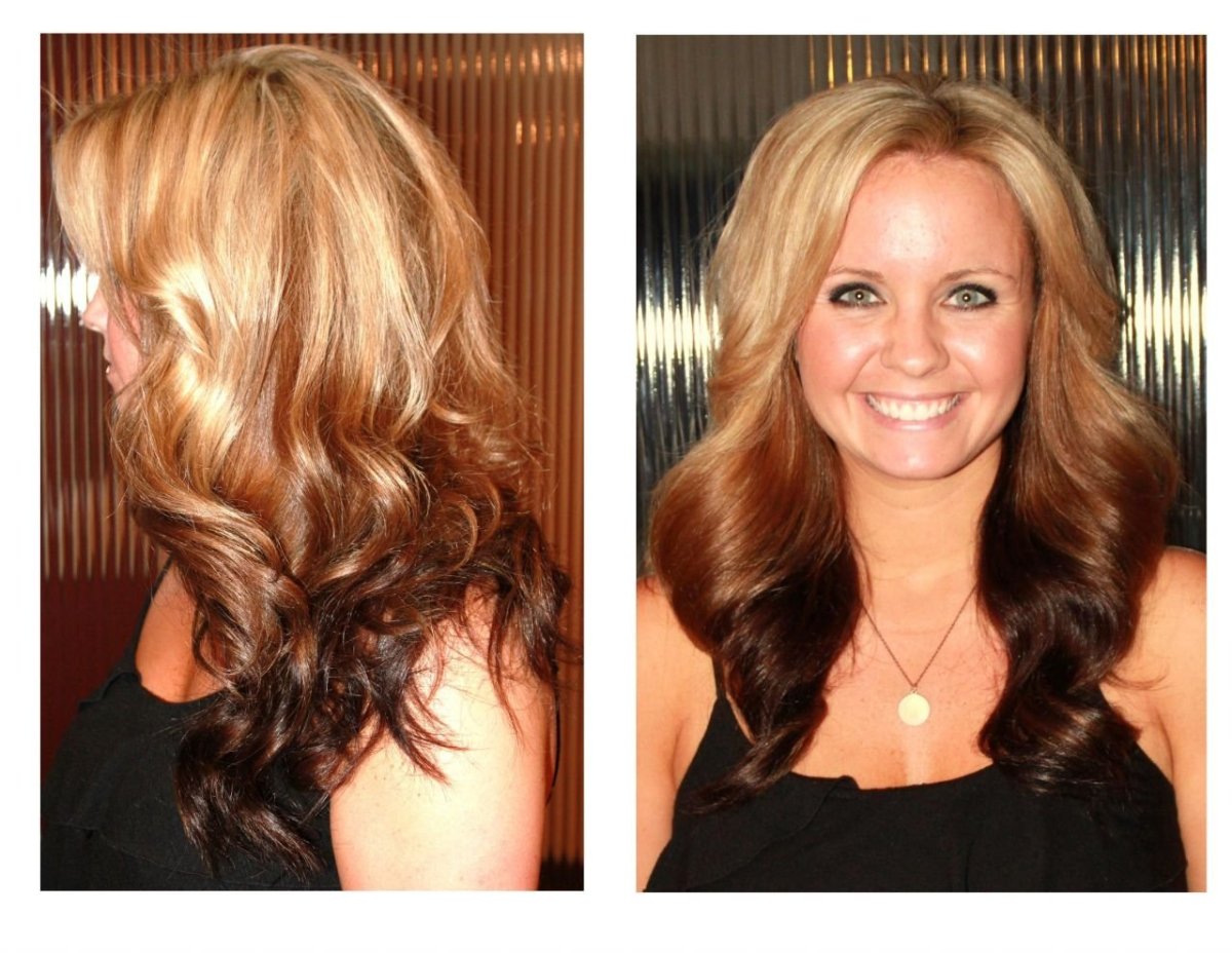 Обратное омбре светлые корни темные концы