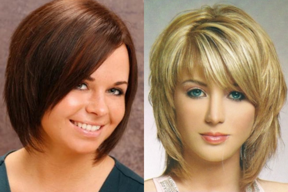 Боб-каре на короткие волосы с челкой для полного лица