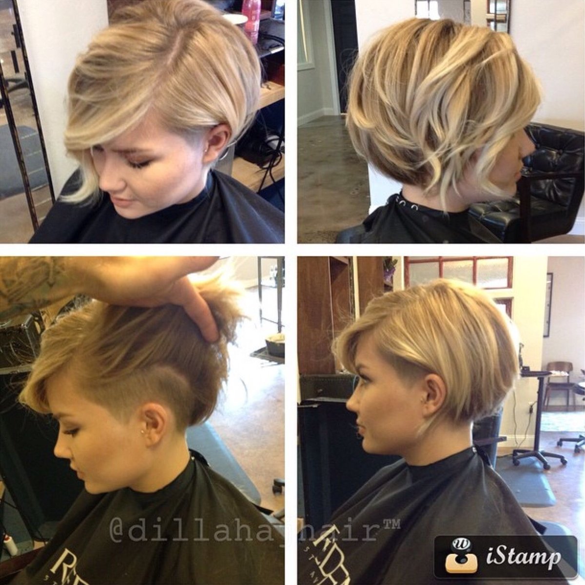 Стрижка Боб с выбритым виском и затылком