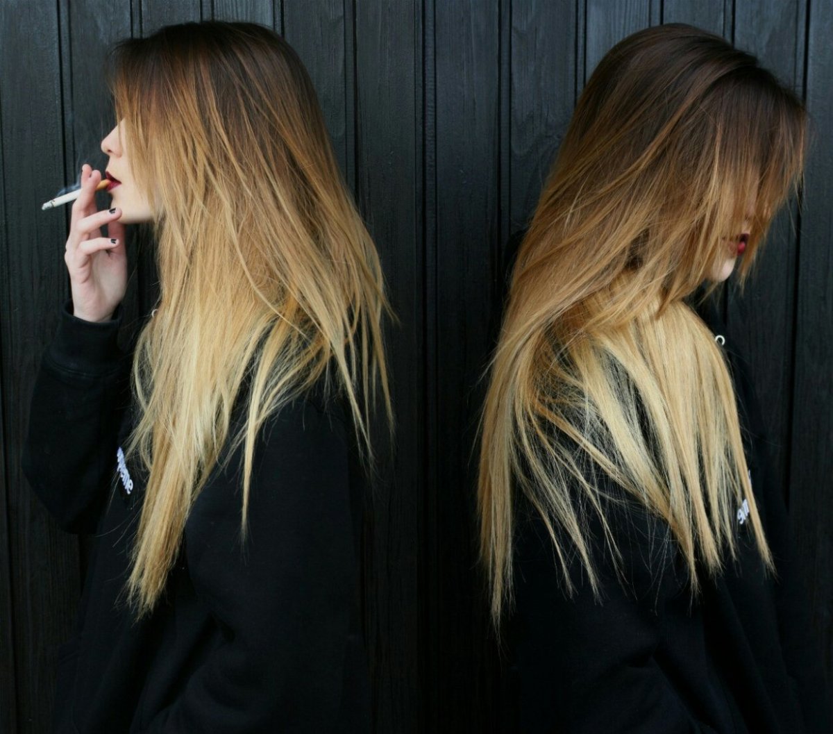 Чёрные кончики на русых волосах