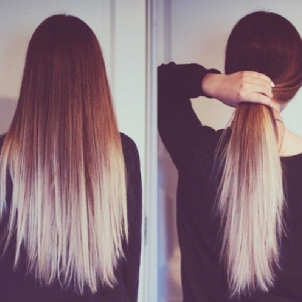 Кончики волос розового цвета