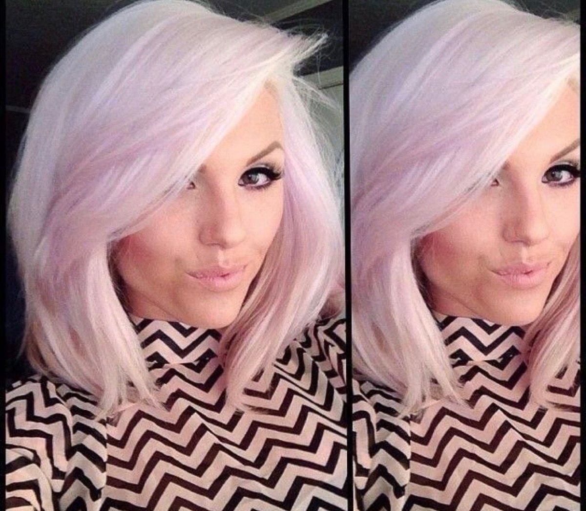 Розово платиновый блонд на каре