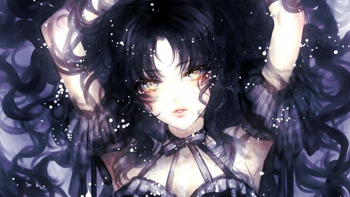 Черные волосы и золотые глаза аниме