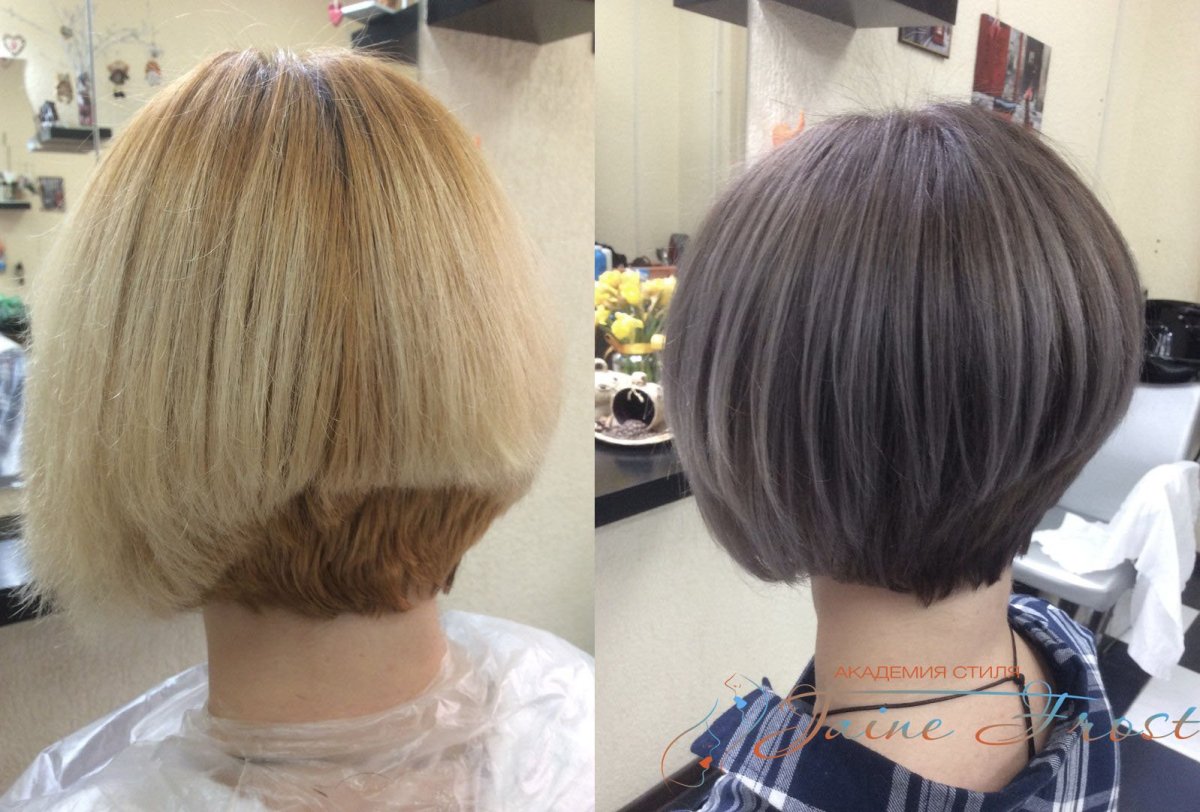 До и после каре и короткие волосы
