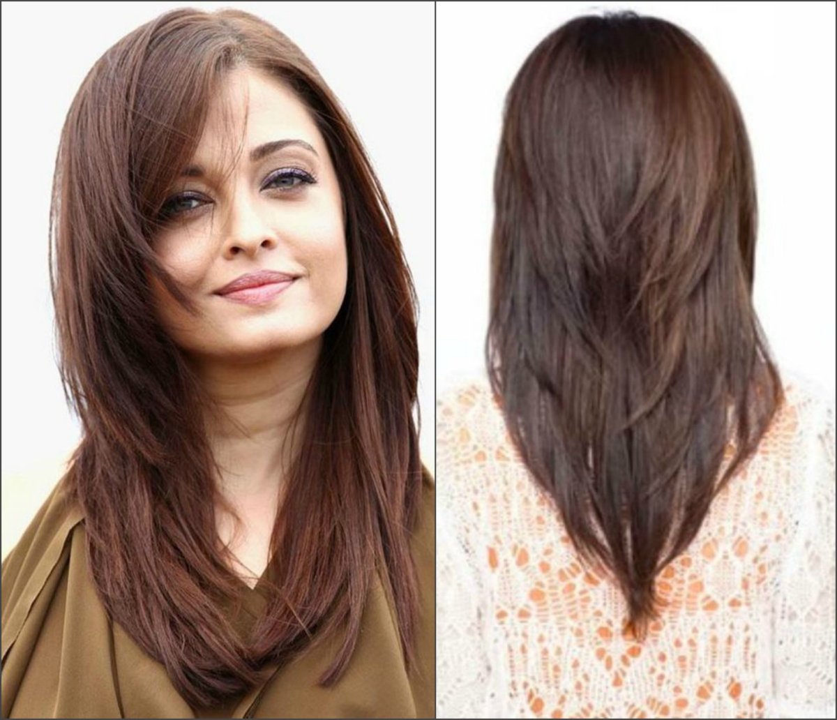 Волосы до плеч с челкой