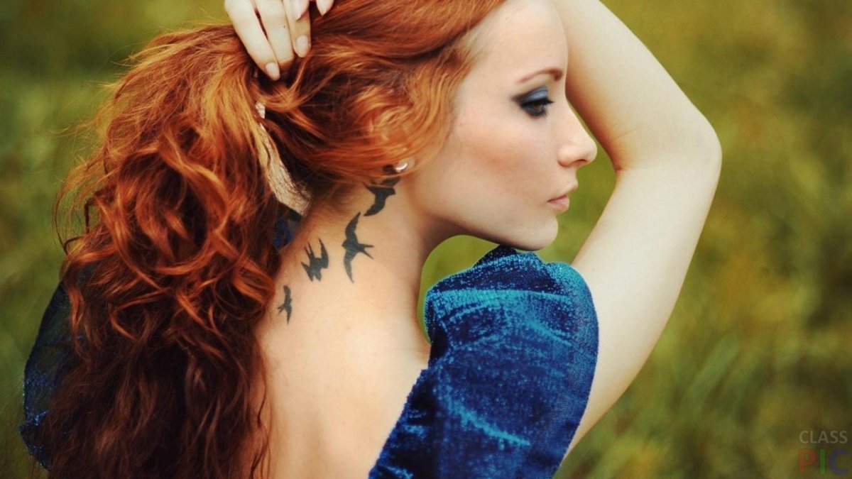 Тату на шее для девушек