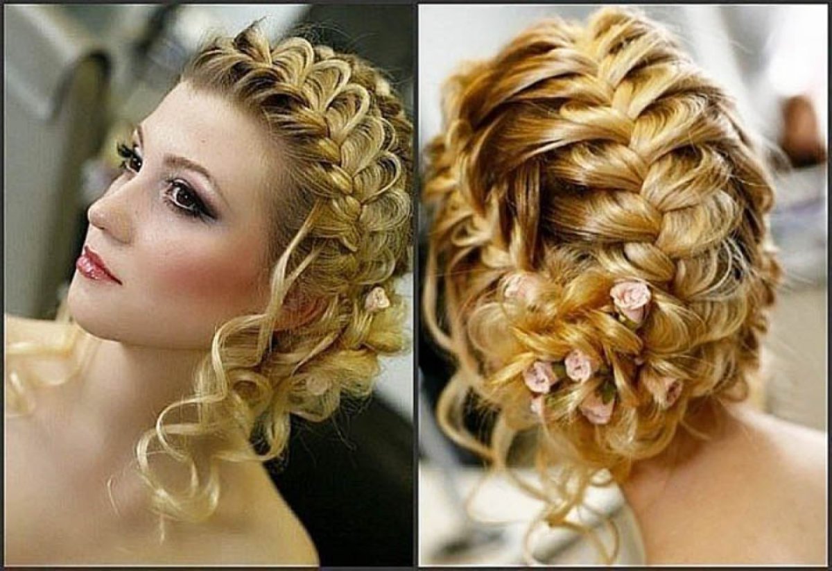 Косы на средние волосы на выпускной