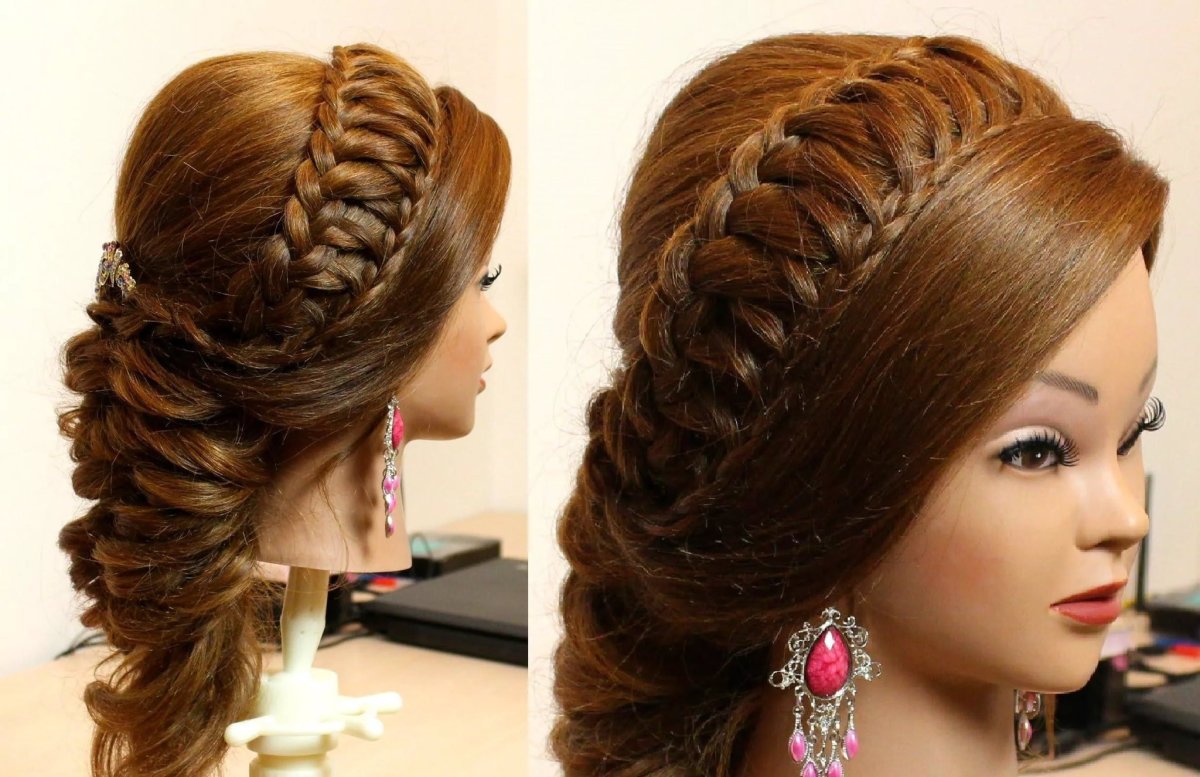 Прически с плетением на длинные волосы