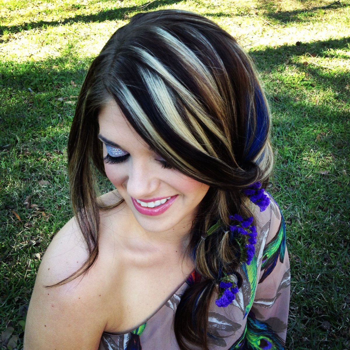 Балаяж на темные волосы длинные