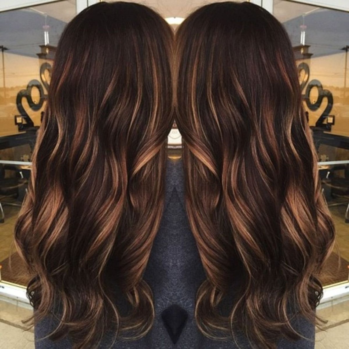 Мелирование волос до и после на темные волосы