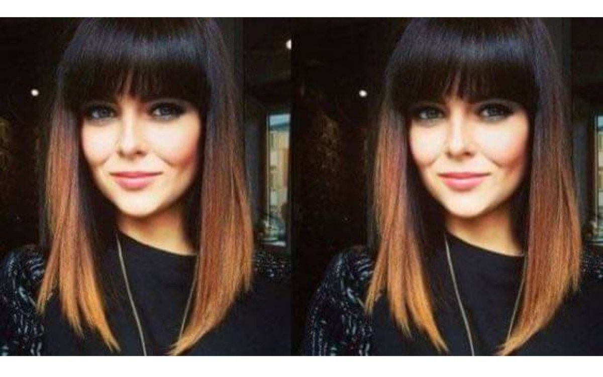 Окрашивание омбре на темные волосы средней длины с челкой