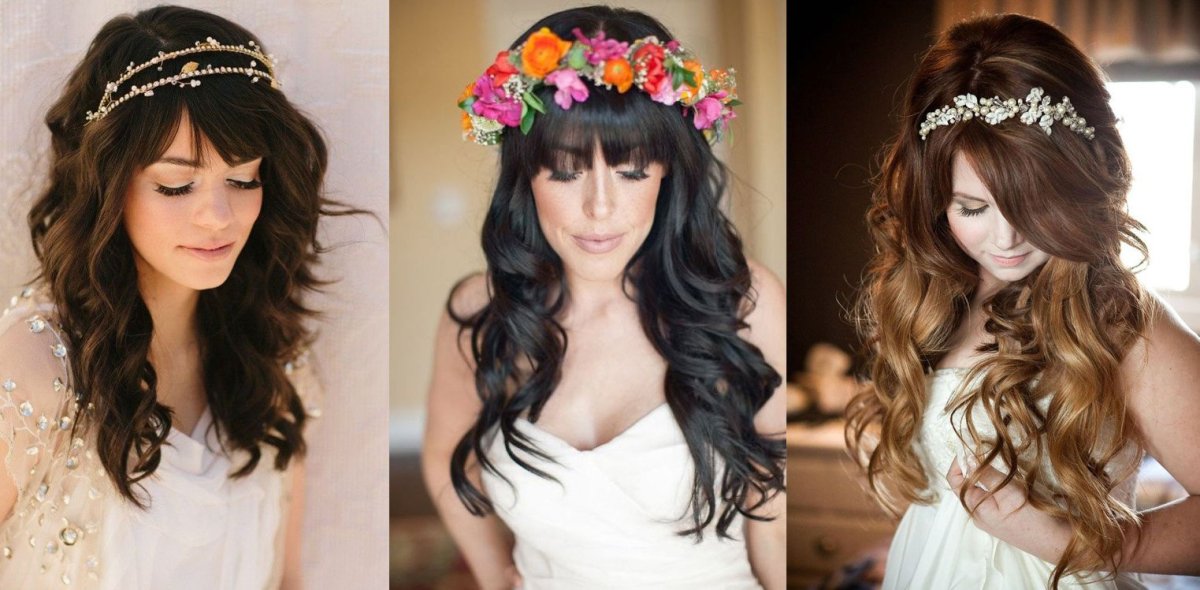 Прически с распущенными волосами с челкой