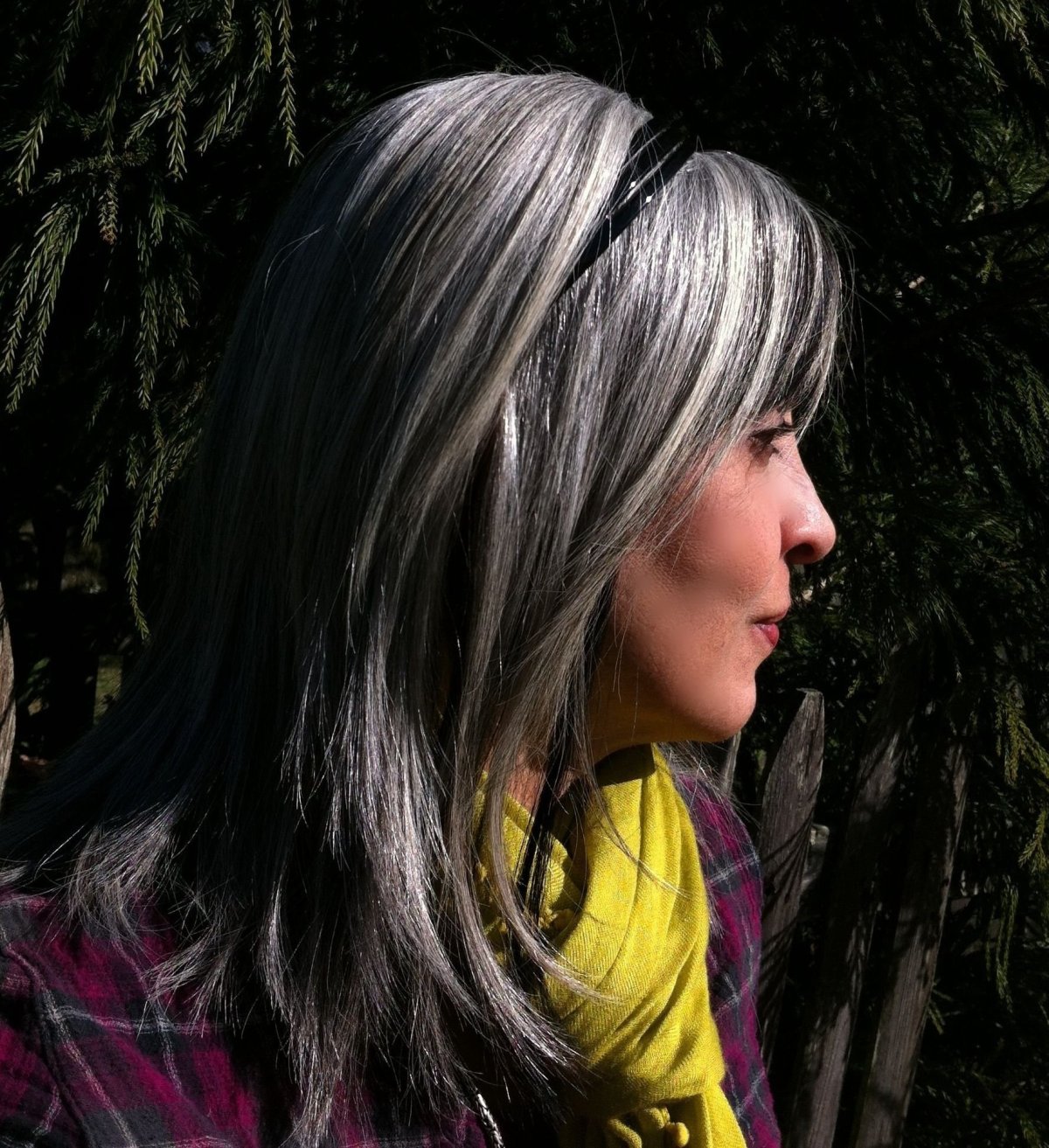 Мелирование на тёмные волосы с сединой