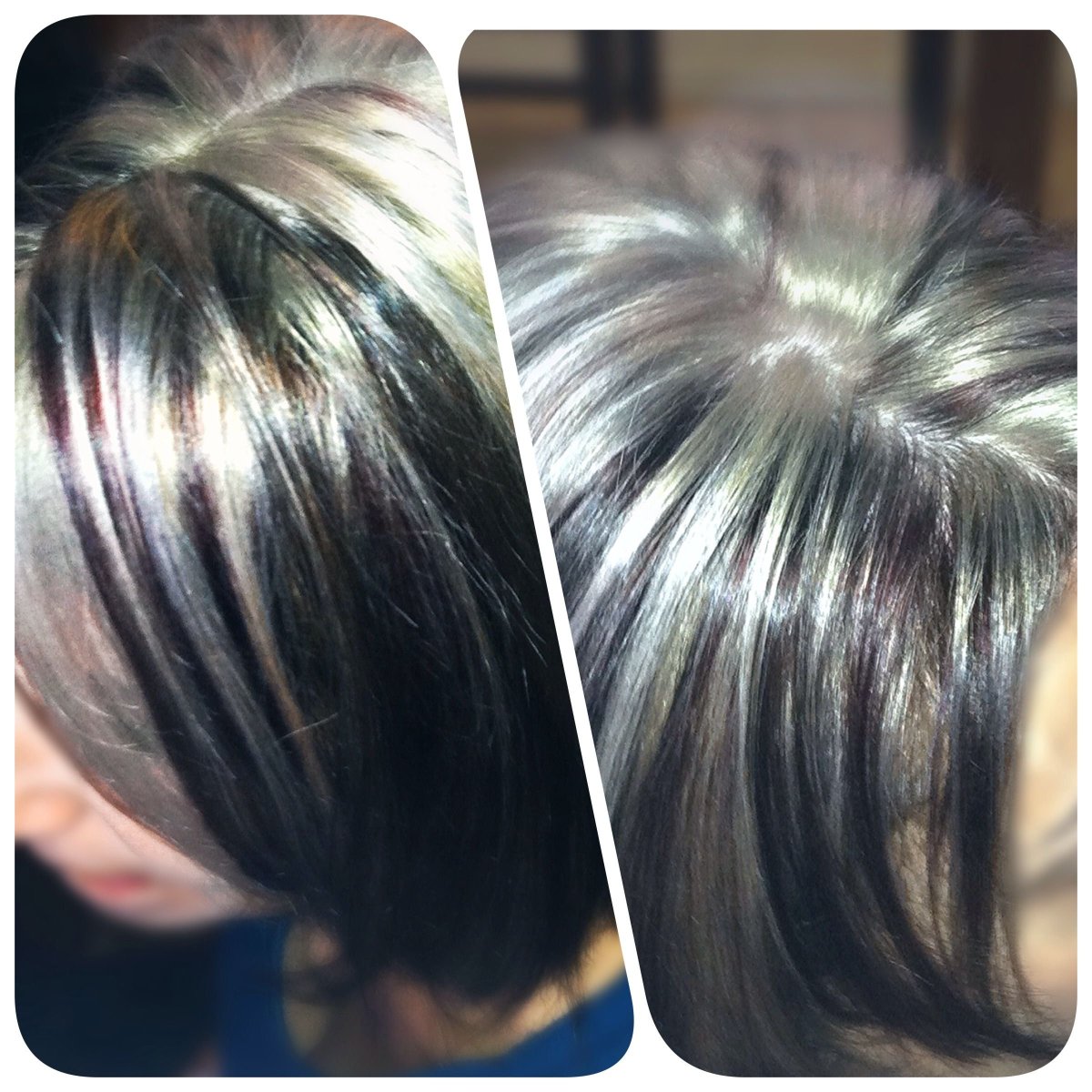 Мелирование на крашеные Седые волосы