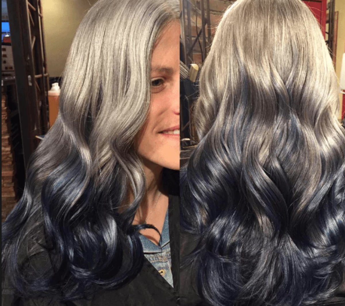 Балаяж на темные волосы с сединой