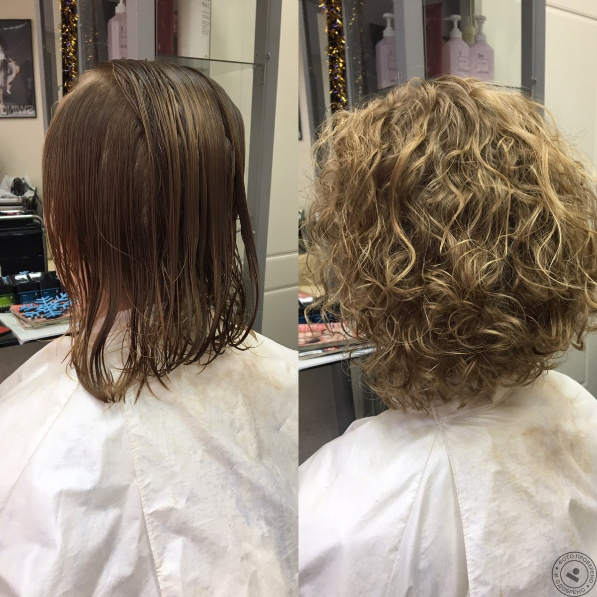 Химия на крупные коклюшки на короткие волосы