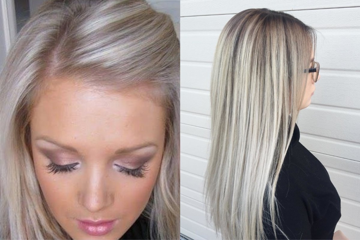 Прикорневое мелирование на отросшие темные корни