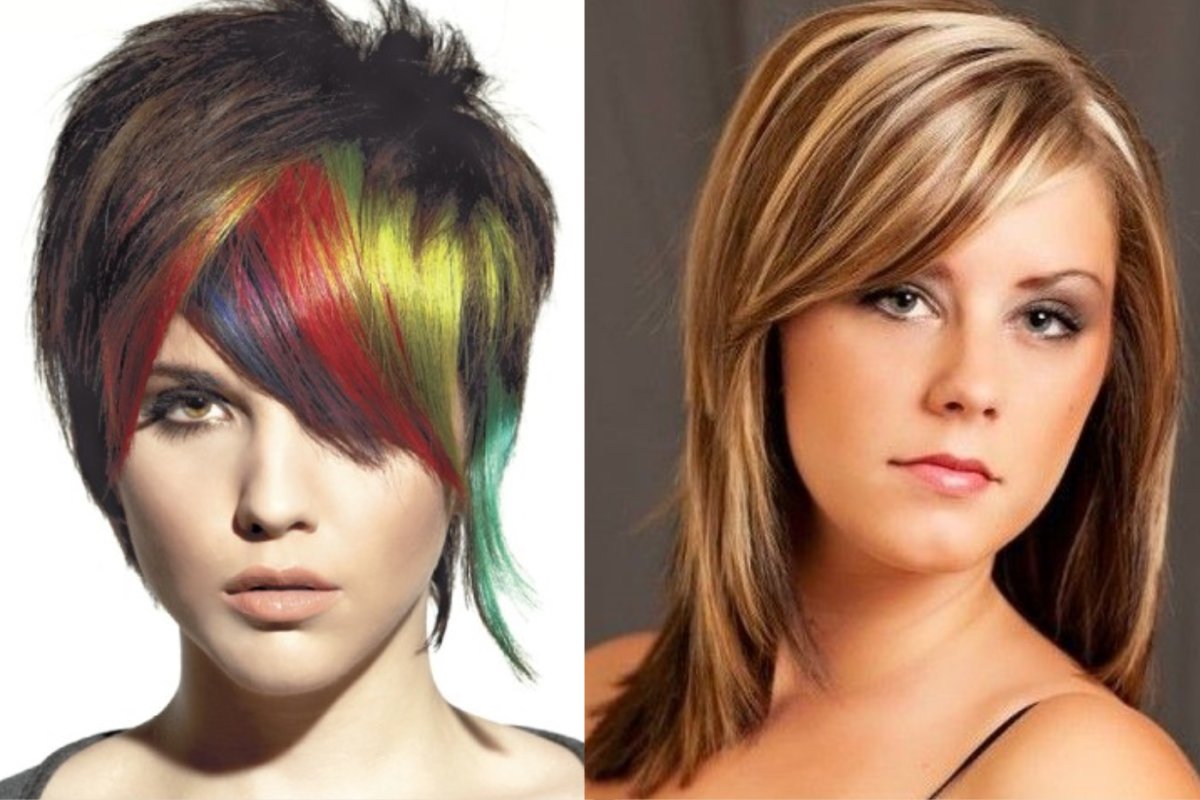 Окрашивание волос с синими прядями