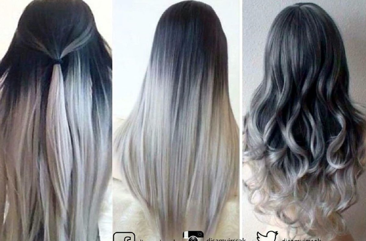 Балаяж черный с пепельным