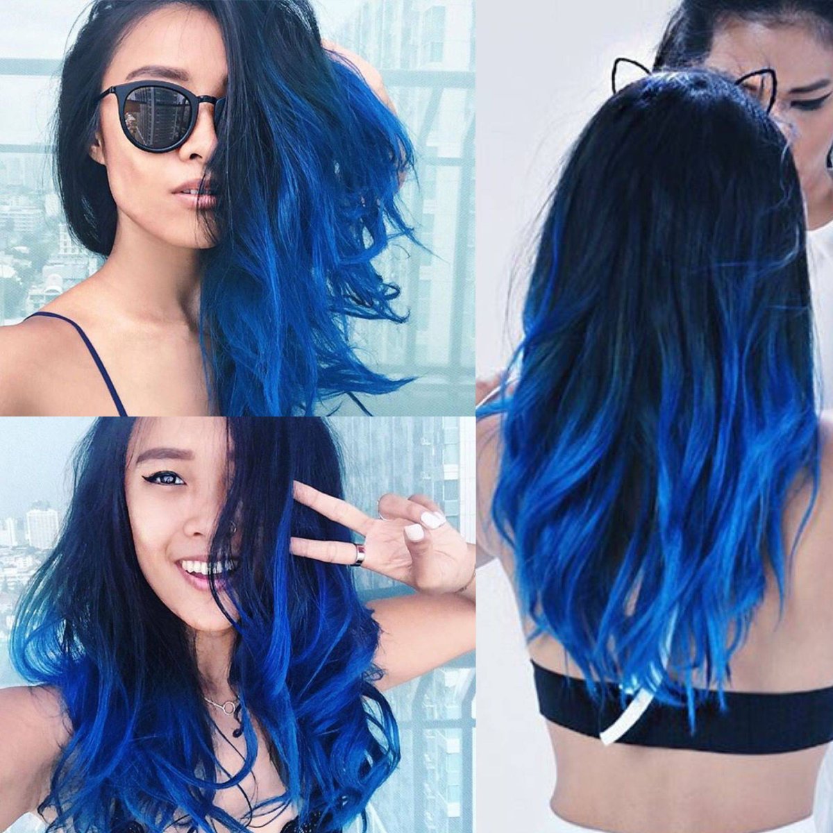 Волосы с синими прядями