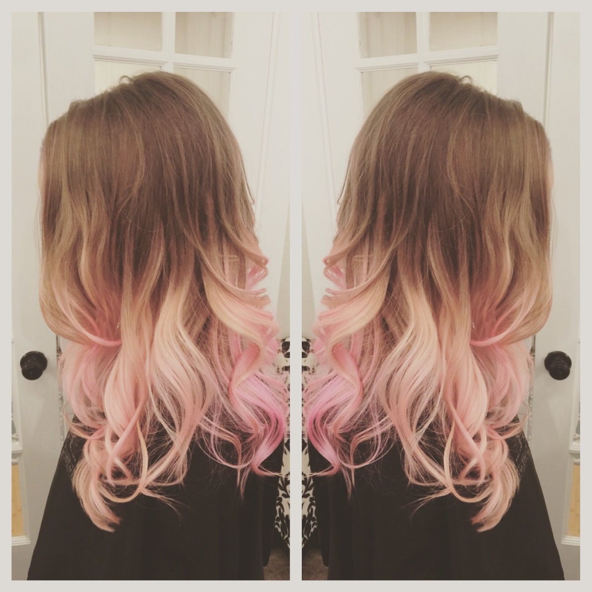 Окрашивание концов в розовый на русые волосы