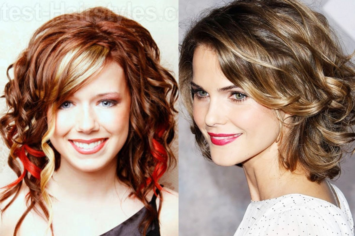 Кудри на средние волосы с челкой