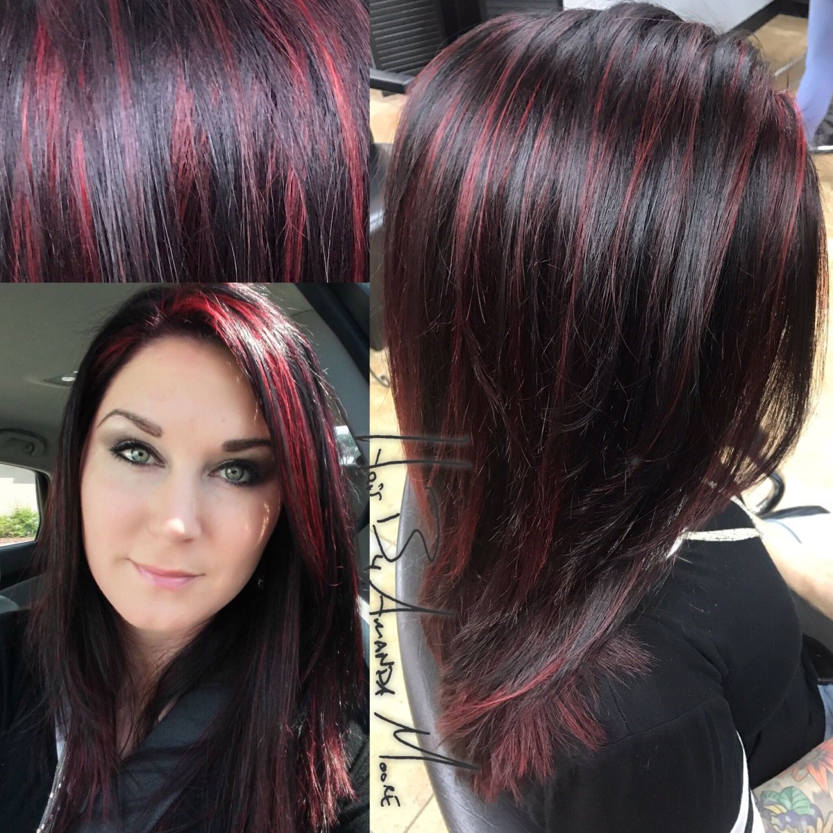 Красное омбре на средние волосы темные