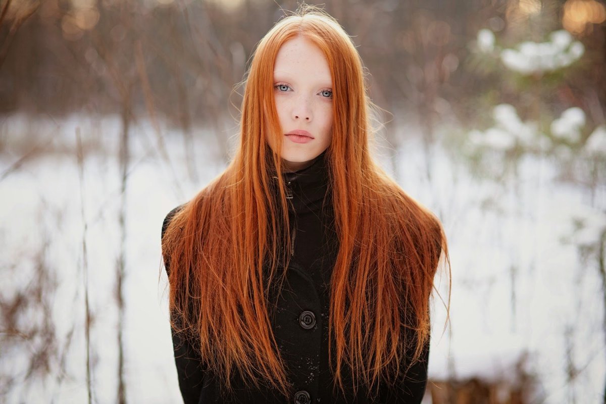 Рыжие прямые волосы