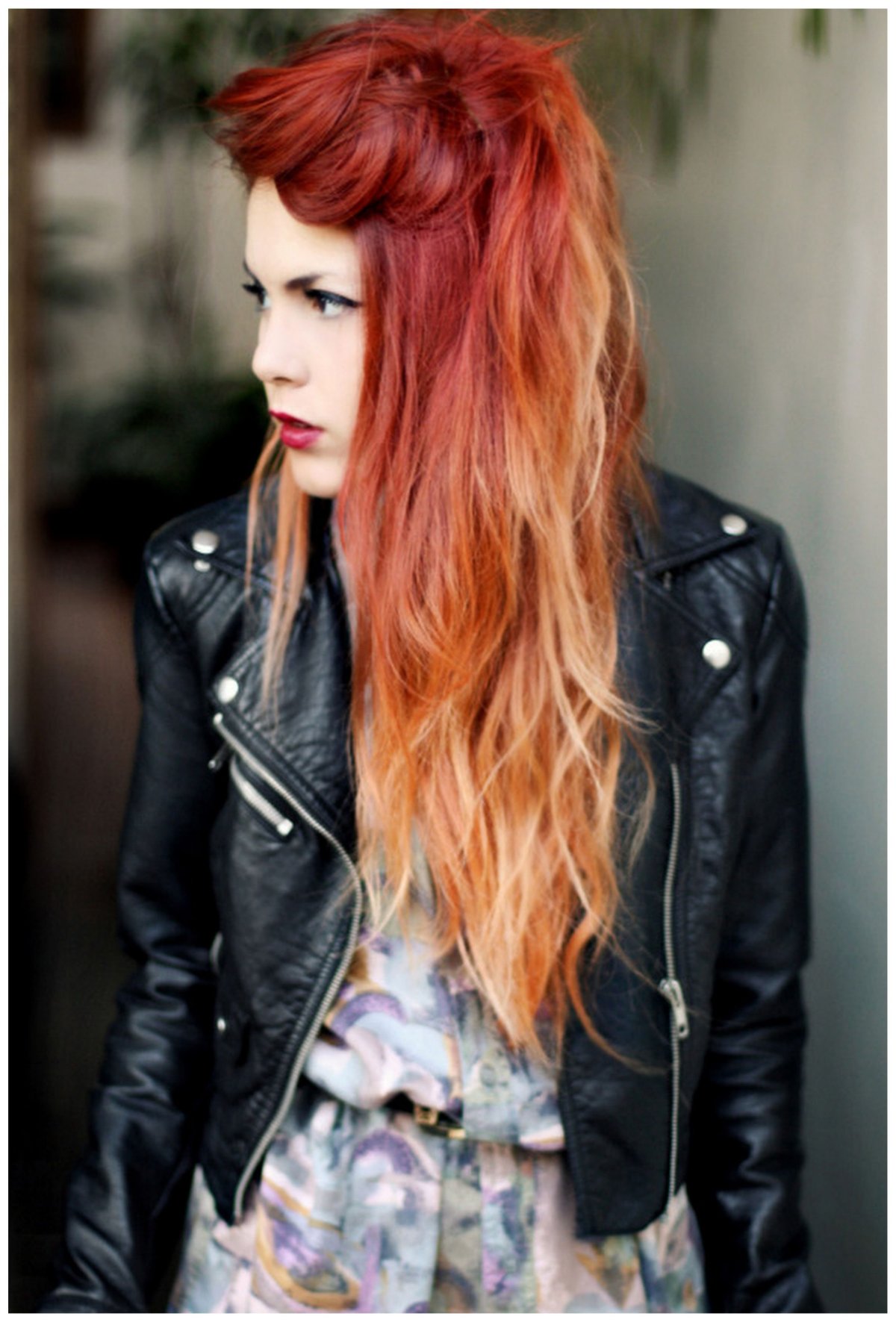 Мелирование рыжими прядями