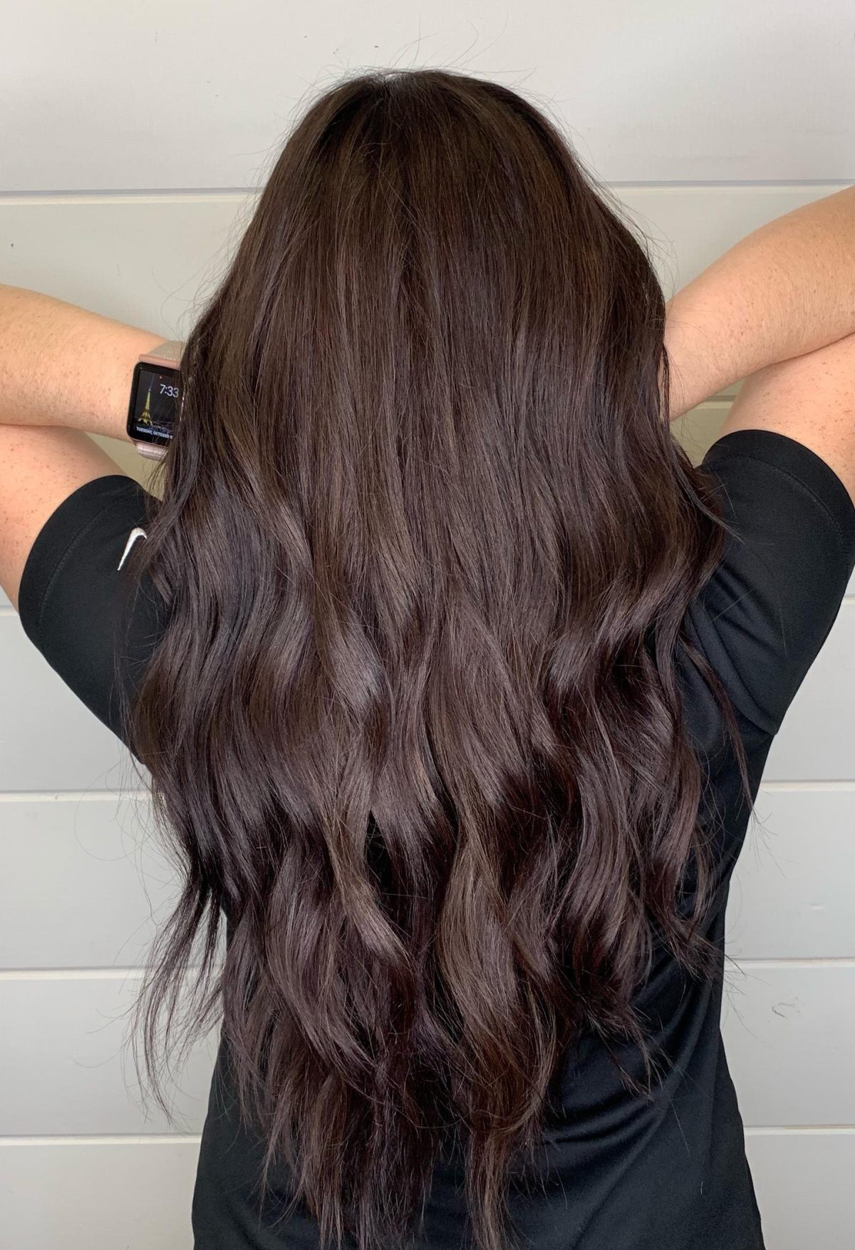 Каштановый цвет волос сзади