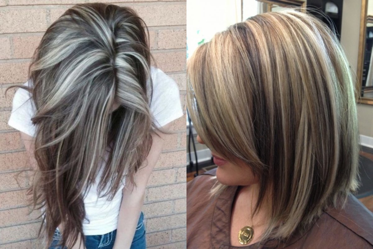 Стрижка Каскад на длинные мелированные волосы
