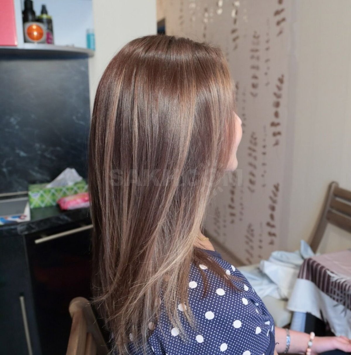 Мелирование с тонированием на темно русые волосы