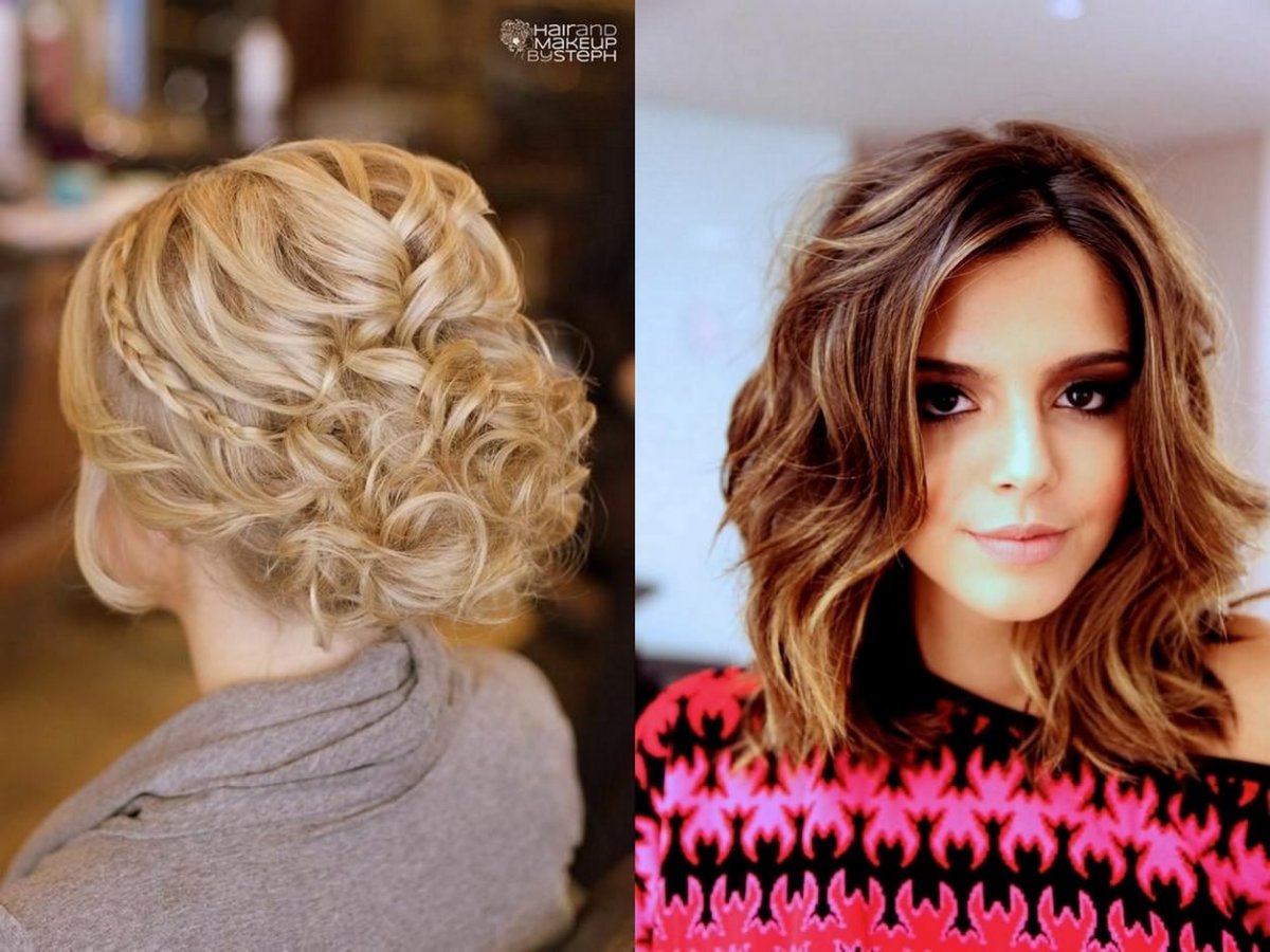 Стильная укладка на волосы средней длины