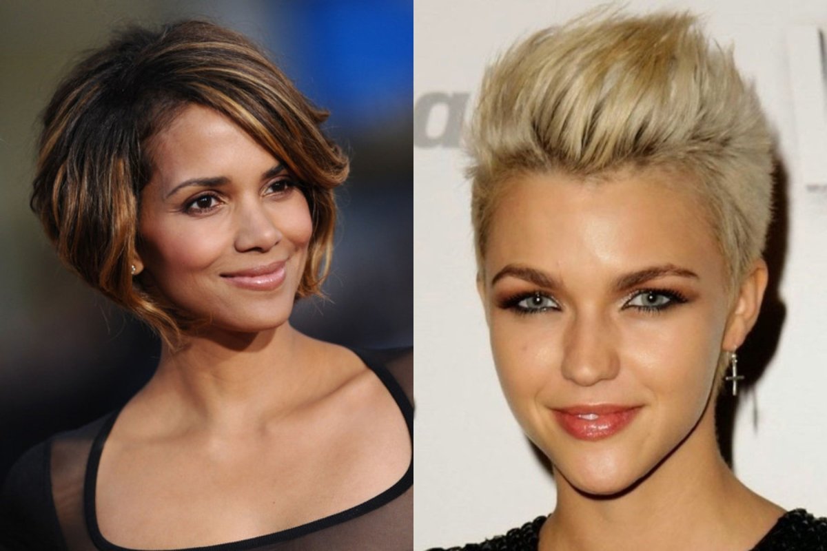 Короткие стрижки для треугольного лица