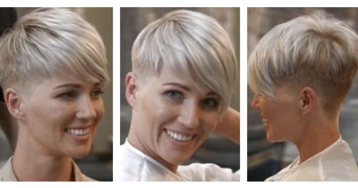 Стрижка Гарсон на короткие волосы для женщин за 50 вид спереди и сзади