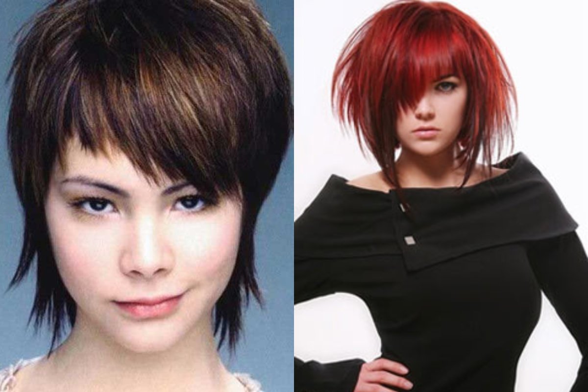 Рваная стрижка с челкой набок