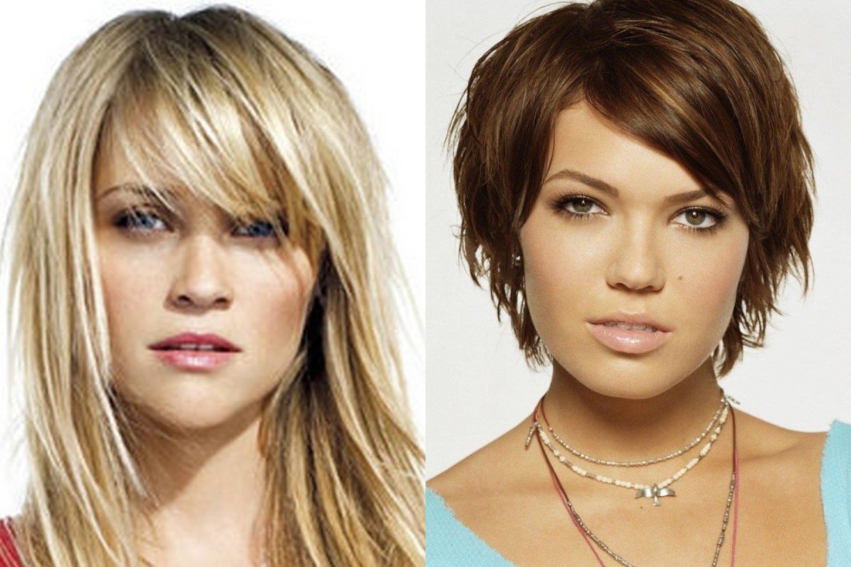 Стрижка рваная лесенка на средние волосы с челкой