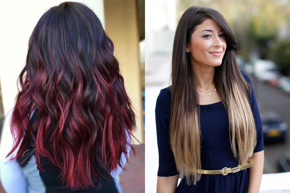 Окрашивание кончиков волос на темные волосы