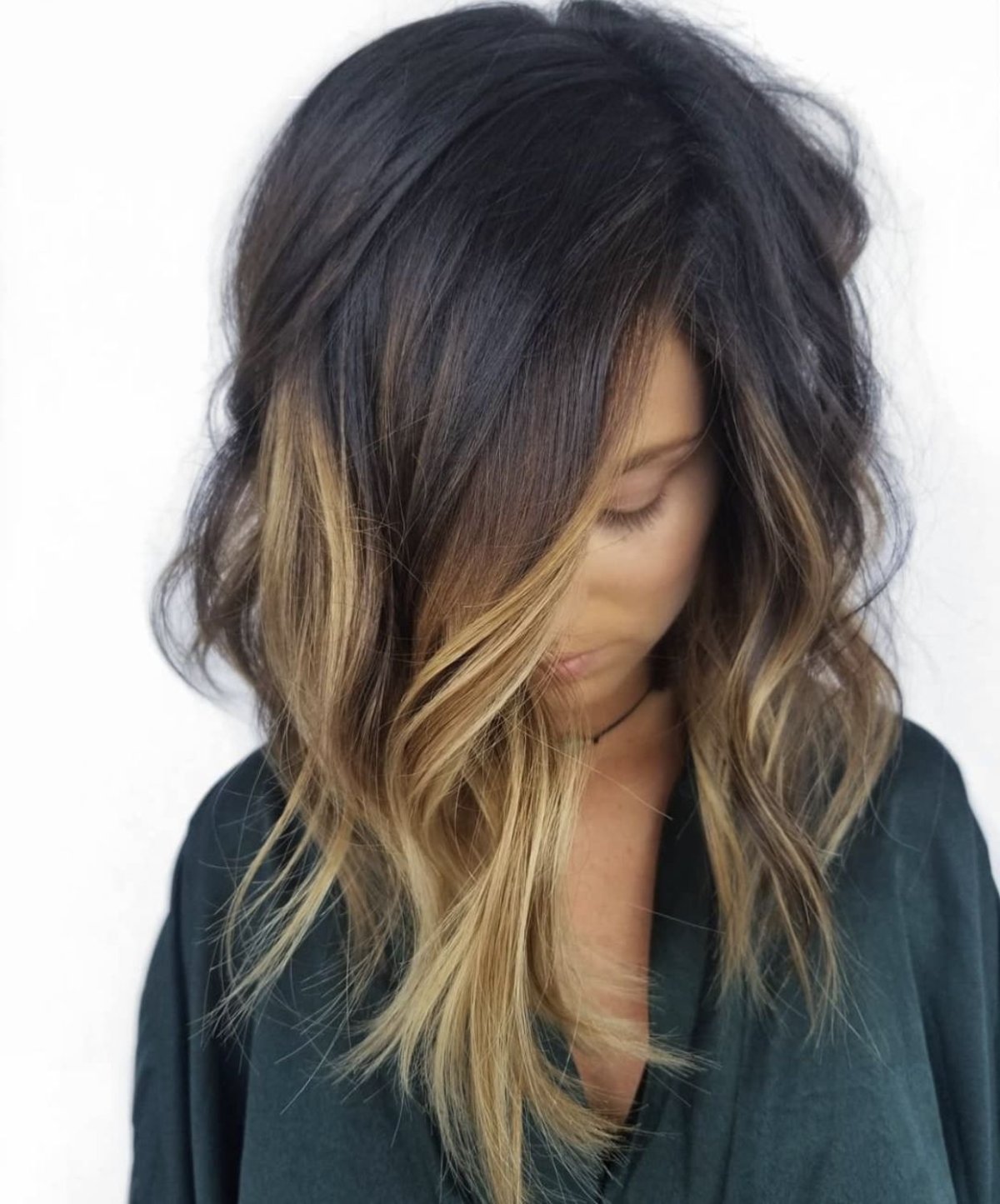 Омбре на средние волосы темные