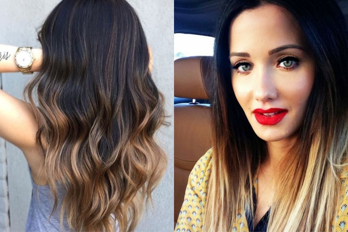 Осветленные концы на темных волосах